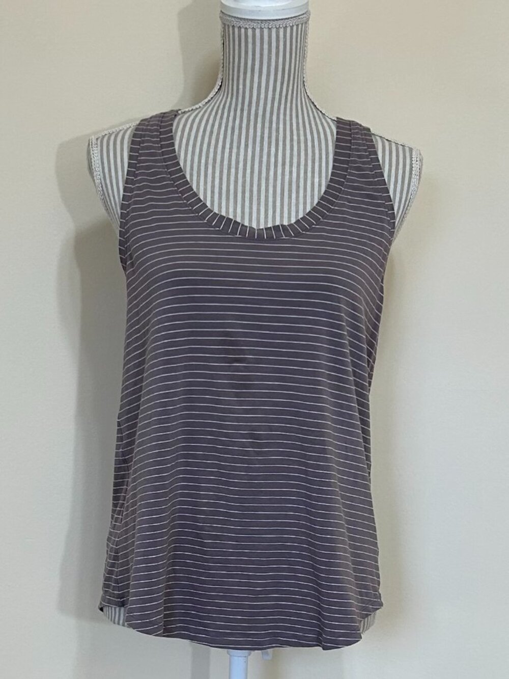 Lululemon Athletica Striped Tank Top Taupe